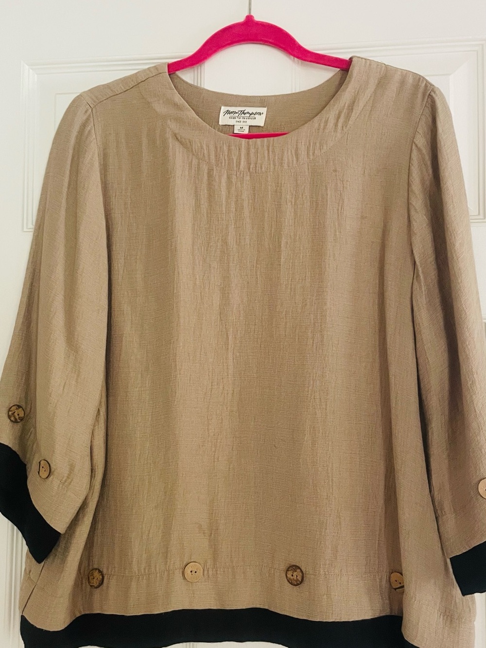Norm Thompson Beige Tunic with Black Trim